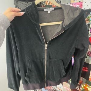 Velvet cropped zip up hoodie